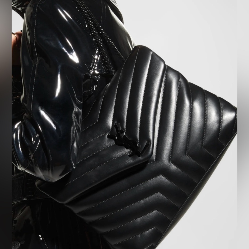 Yves Saint Laurent Black Chevron Shoulder Bag - Picture 9 of 15